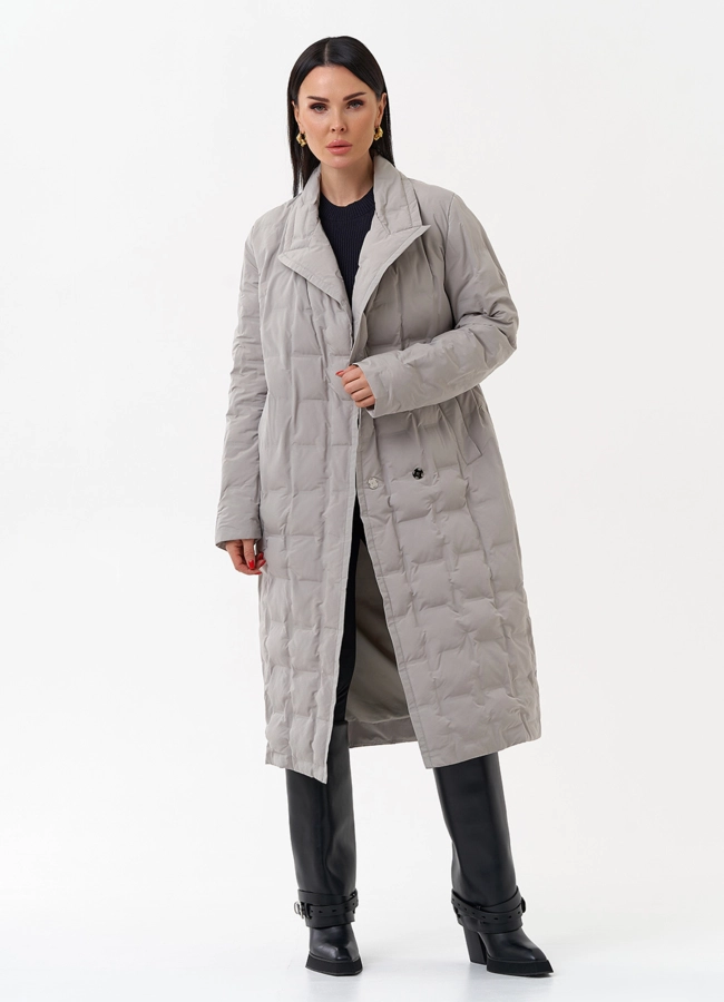 Женское утепленное пальто с английским воротником модель № 29899 меха малина