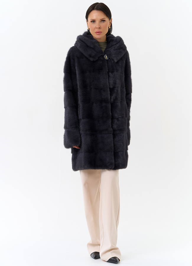 Норковая шуба трансформер с капюшоном модель № 24956 универмаг малина