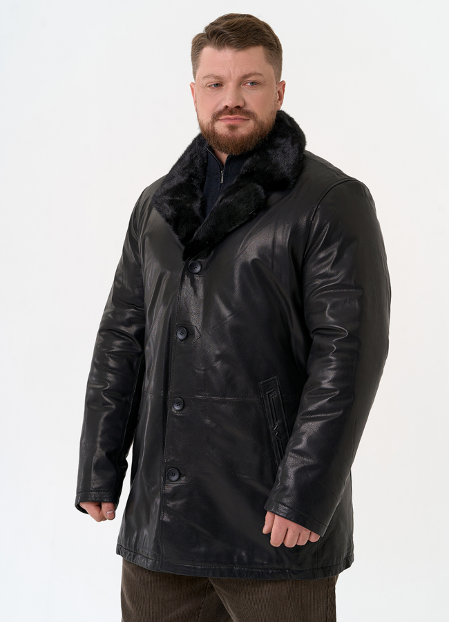 Мужская дубленка с английским воротником модель № 31779 универмаг малина