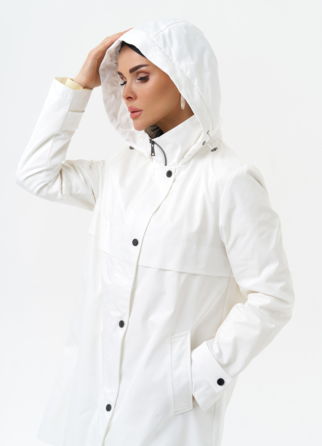 фото Плащ женский белого цвета модель № 30085