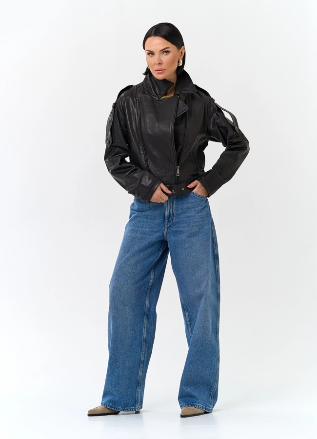 Женская куртка косуха из натуральной кожи модель № 26849 универмаг малина фото