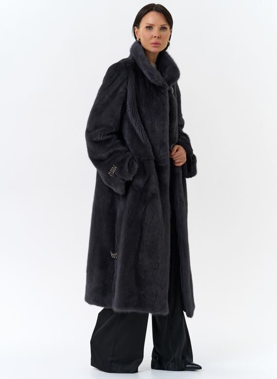 Норковая шуба с воротником стойка 