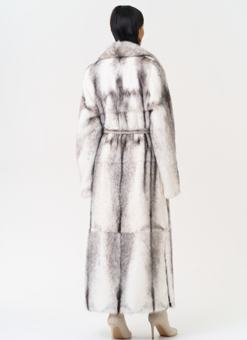 Длинная шуба из норки крестовки cross