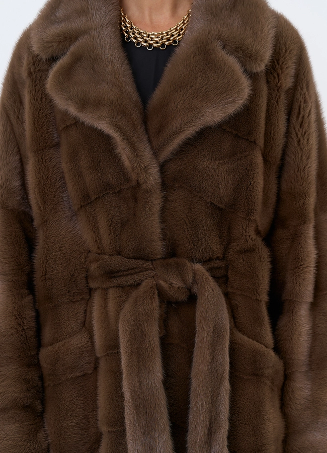 Длинная шуба с английским воротником модель № 31862 в рассрочку фото