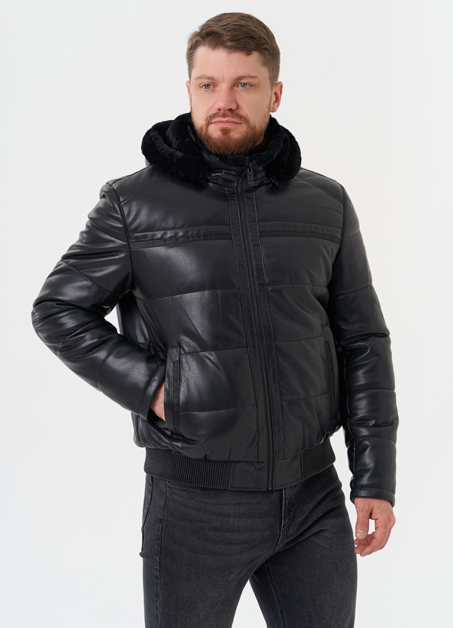 Утепленная куртка из эко кожи модель № 27740 в кредит