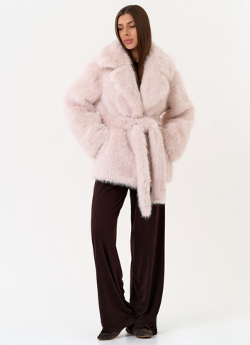 Женская шуба из эко меха с английским воротником 