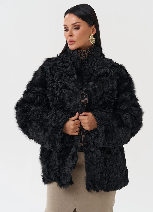 Женская двухсторонняя натуральная дубленка модель № 28422 универмаг малина