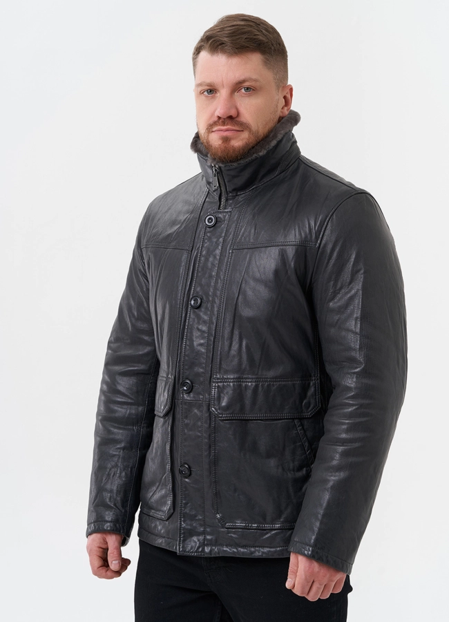 фото Куртка из натуральной кожи с отделкой из мутона модель № 28950