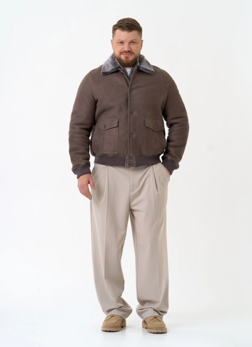 Мужская натуральная дубленка бомбер