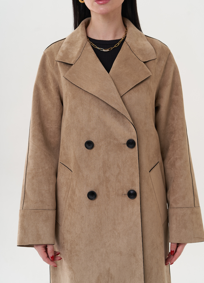 Пальто из эко замши модель № 26868 универмаг малина