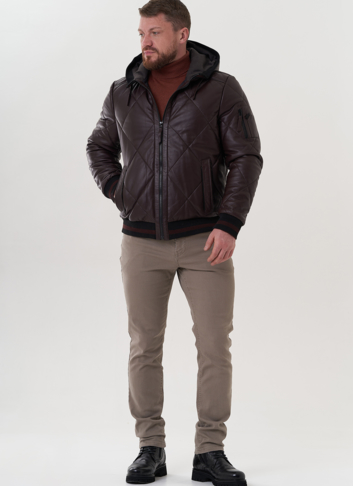 Куртка из натуральной кожи с капюшоном