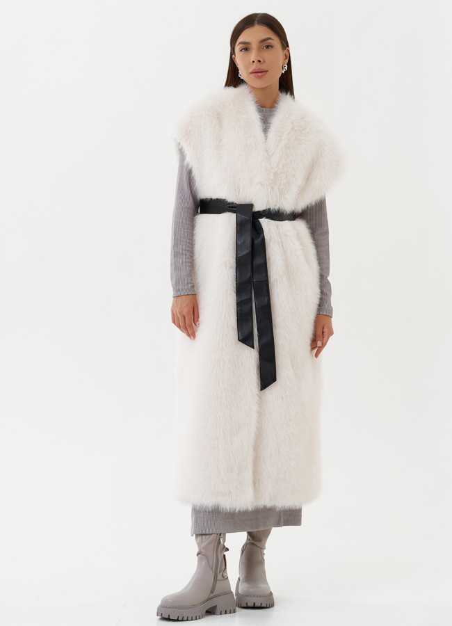 фото Удлиненный жилет из экомеха модель № 27751