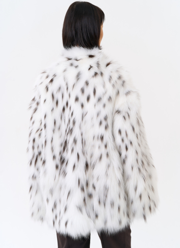 Шуба из лисы с инкрустацией под рысь