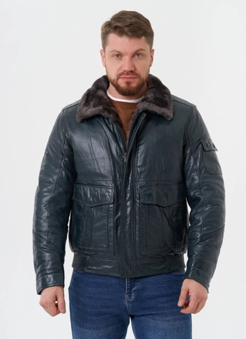 Утепленная куртка из натуральной кожи фото