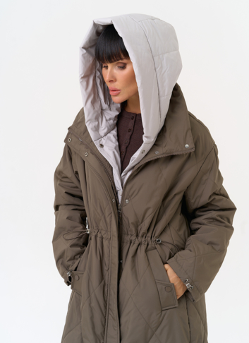 Женская удлиненная куртка со съемным капюшоном