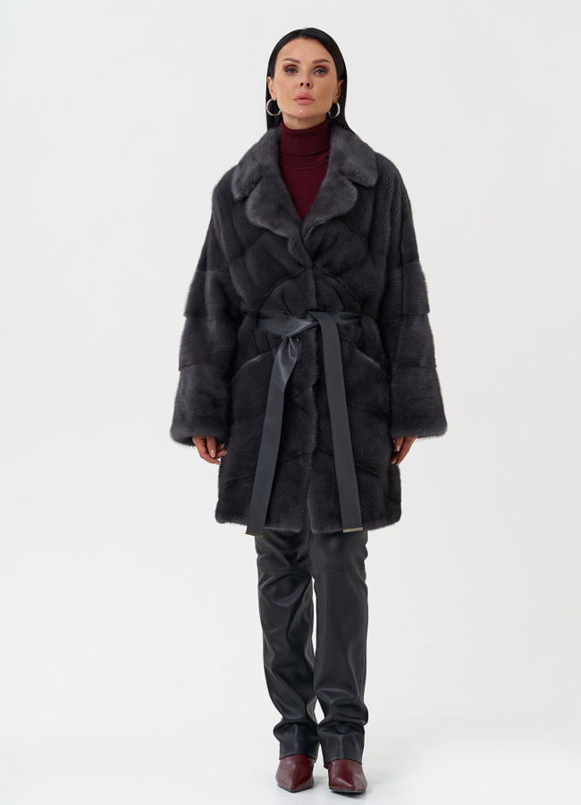 Норковая шуба с английским воротником модель № 28121 универмаг малина