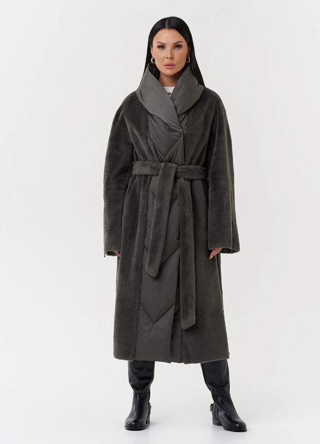 Комбинированное пальто на утеплении модель № 28539 в кредит