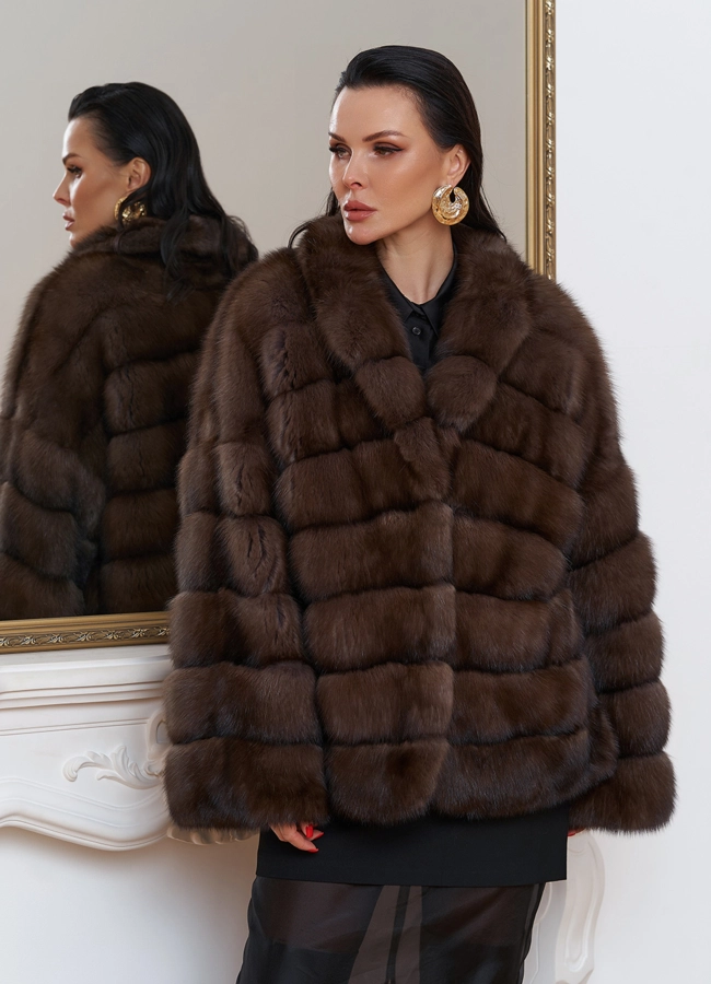 Куртка из баргузинского соболя модель № 29880 меха малина фото