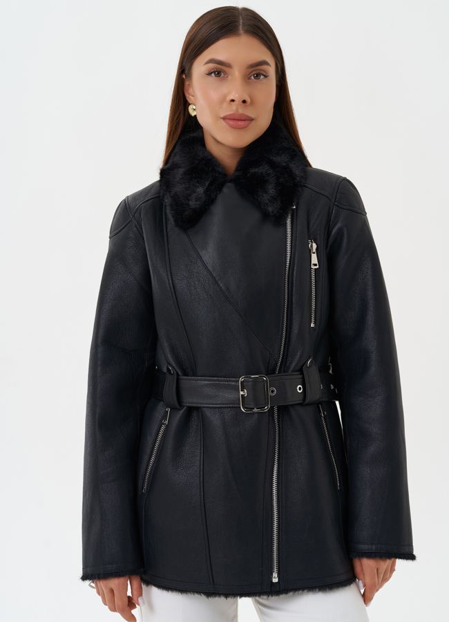 Эко дубленка с английским воротником модель № 27758 универмаг малина