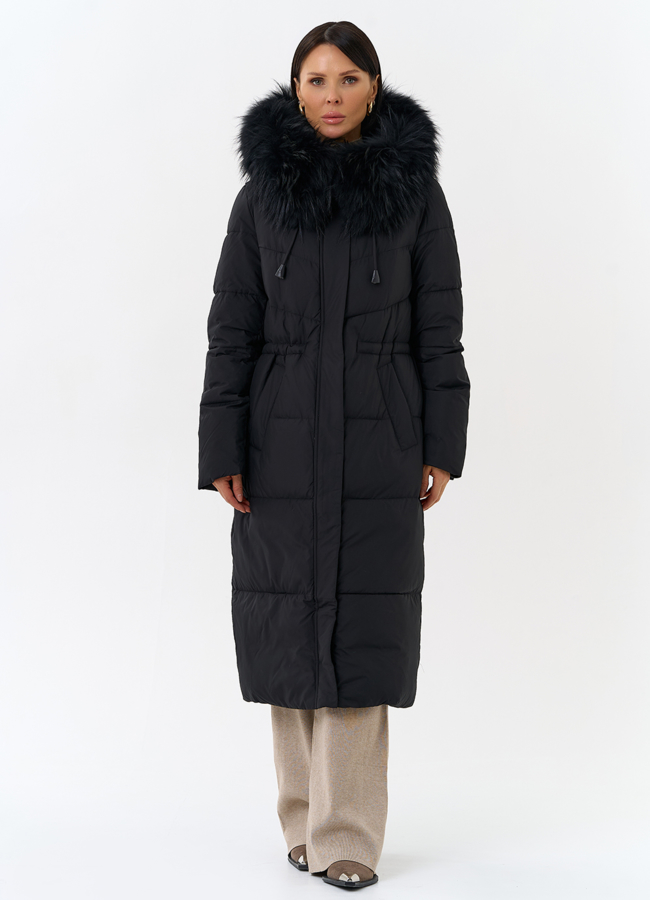 Женский пуховик с капюшоном из меха чернобурки модель № 31970 в кредит