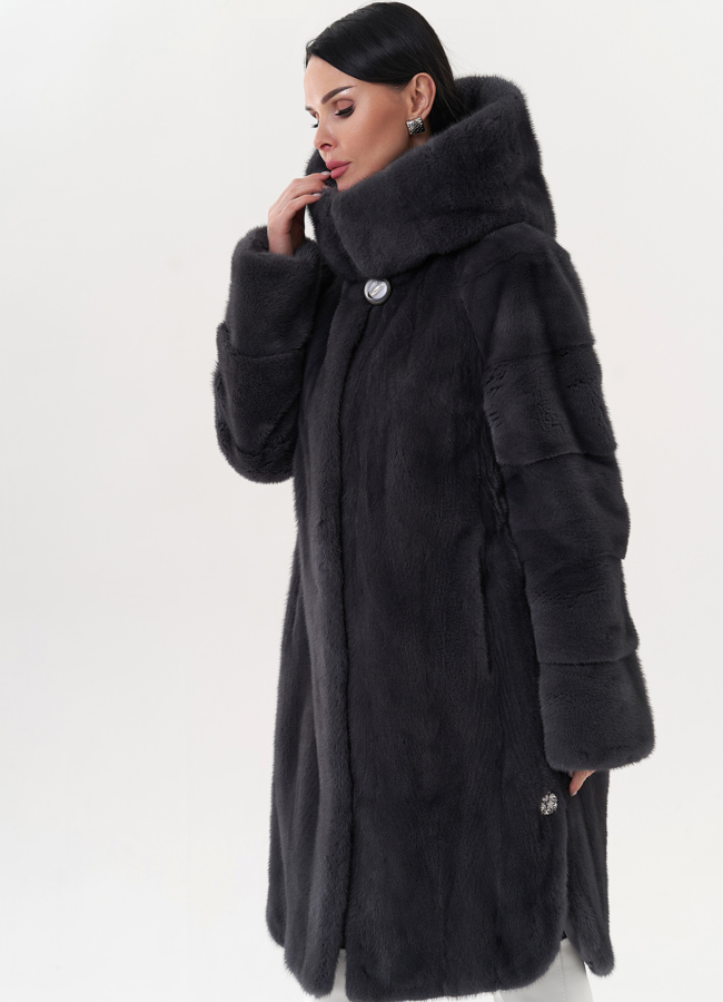 Шуба из норки в цвете графит модель № 24812 универмаг малина