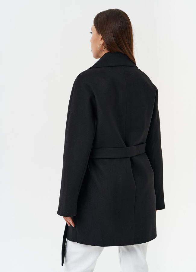 Двубортное пальто с английским воротником модель № 28090 универмаг малина